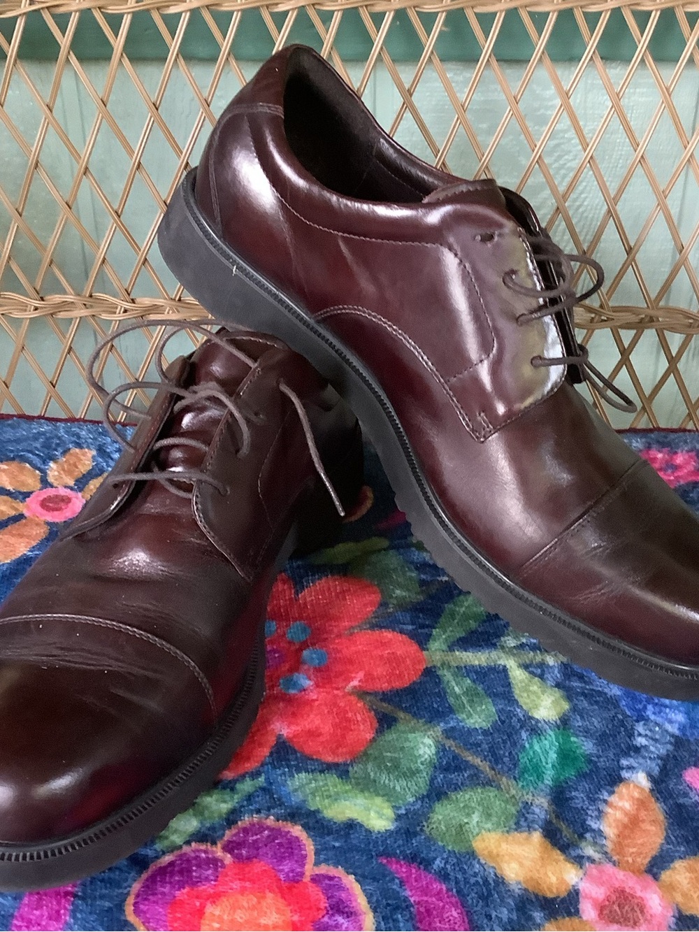 Rockport Dressports Size 13W H2O brown leather hydro shield oxfords
